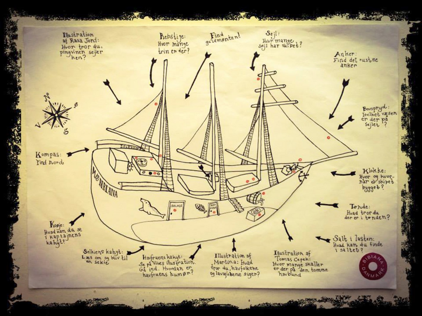 Skibet er ladet med kunst og røverhistorier</br>Et skattekort hører til et rigtigt eventyrskib.</br>Foto: Pressefoto / Bibiana Danmark