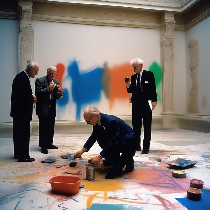 Kristoffer Ørum og en kunstig intelligens skriver danmarkshistorien med billeder</br>En scene fra 1995 på Statens Museum for Kunst.</br>Foto: Kristoffer Ørum med AI Stable Diffusion