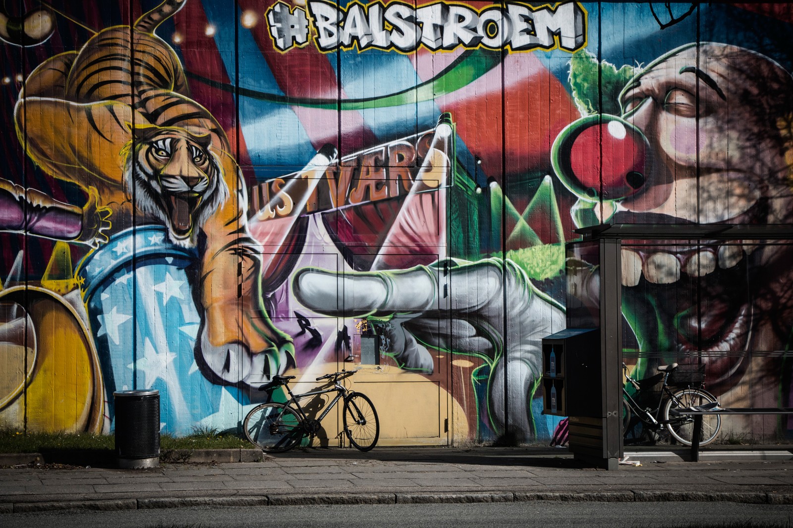 Gavlmalerier i Aarhus</br>Udsnit af gavlmaleriet malet af kunstneren Rasmus Balstrøm.</br>Foto: Mariana Gil